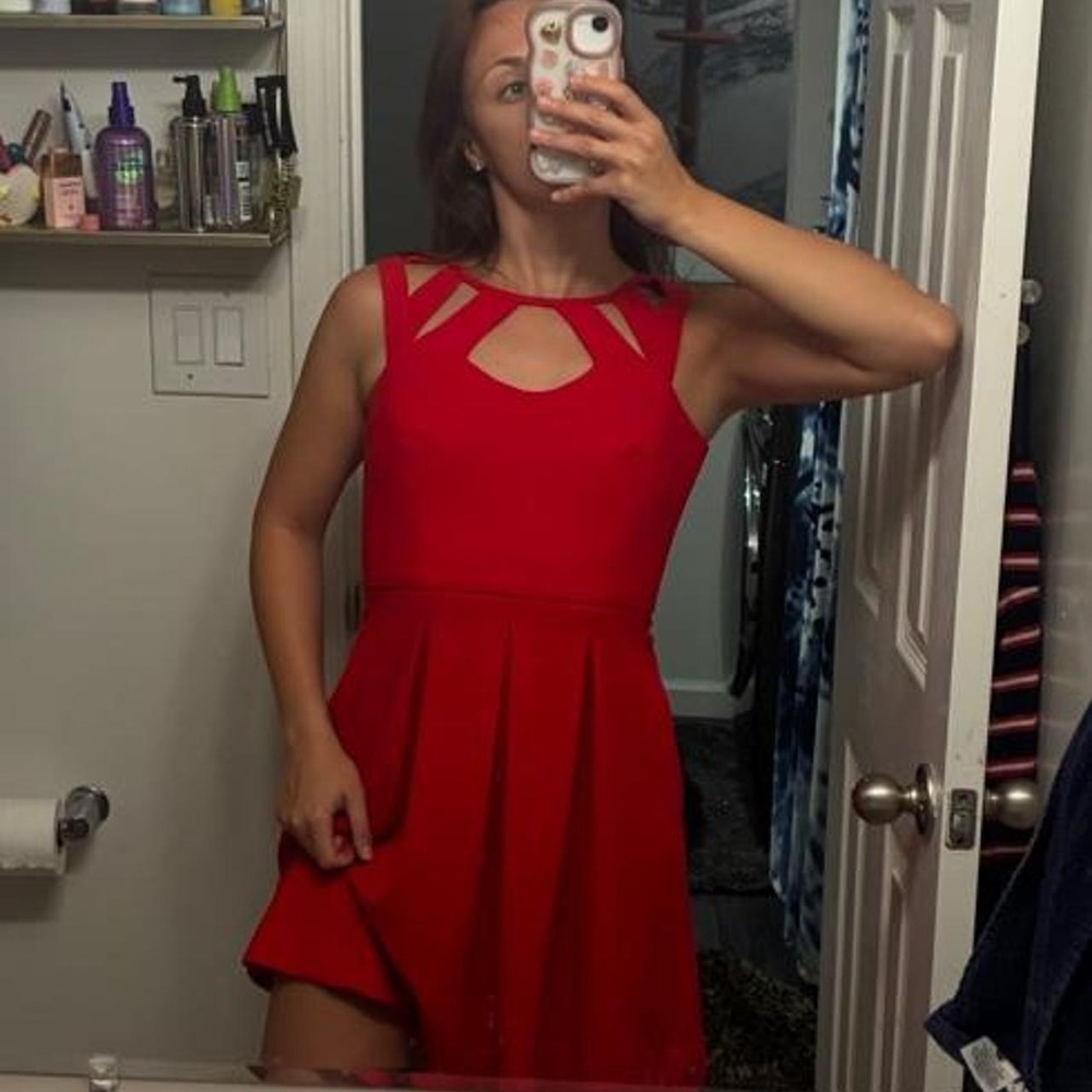 Betsey Johnson Red Cutout Fit & Flare Skater Dress 2 Party Cocktail